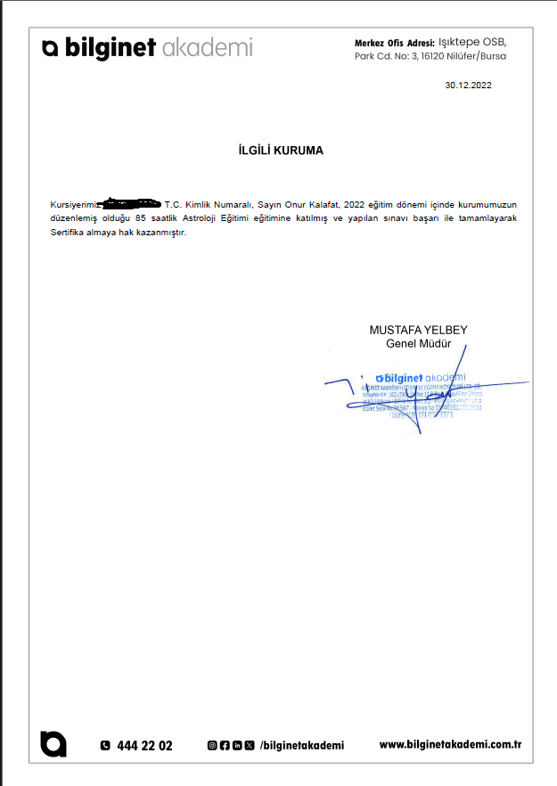 Profesyonel Falcılık Sertifikası