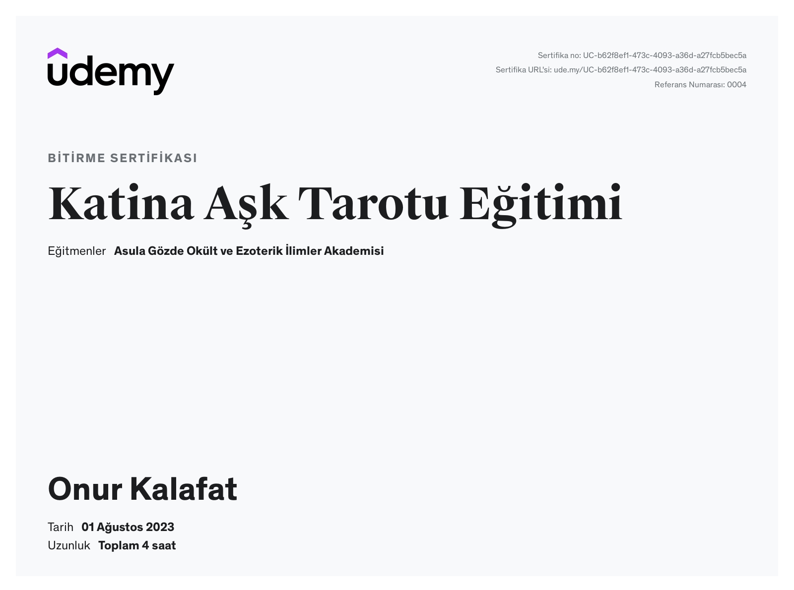 Kahve Falı Uzmanlık Sertifikası